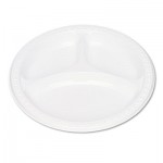 Plastic Dinnerware, Compartment Plates, 9" dia, White, 125/Pack TBL19644WH