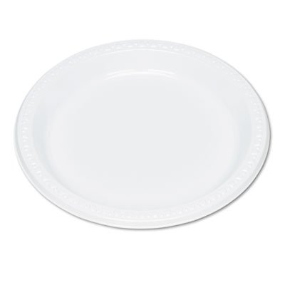 Tablemate Plastic Dinnerware, Plates, 9" dia, White, 125/Pack TBL9644WH