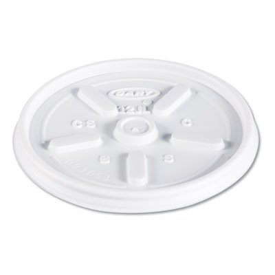 Dart Plastic Lids, for 12oz Hot/Cold Foam Cups, Vented, 1000/Carton DCC12JL