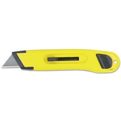Stanley Plastic Light-Duty Utility Knife w/Retractable Blade, Yellow BOS10065