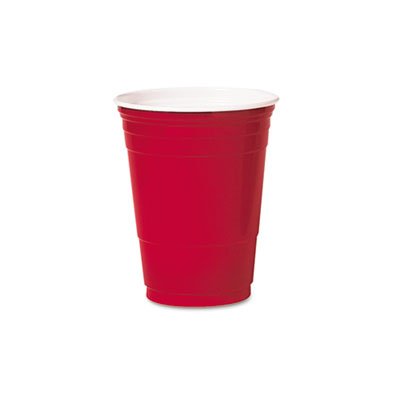 Solo Plastic Party Cold Cups, 16oz, Red, 50/Bag, 20 Bags/Carton DCCP16R