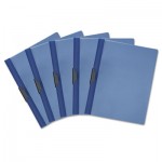 Plastic Report Cover w/Clip, Letter, Holds 30 Pages, Clear/Blue, 5/PK UNV20525
