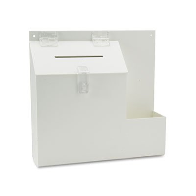 Deflecto Plastic Suggestion Box with Locking Top, 13 3/4 x 3 5/8 x 13, White DEF79803