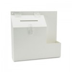 Deflecto Plastic Suggestion Box with Locking Top, 13 3/4 x 3 5/8 x 13, White DEF79803