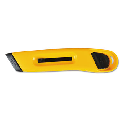 COSCO Plastic Utility Knife with Retractable Blade and Snap Closure, Yellow COS091467