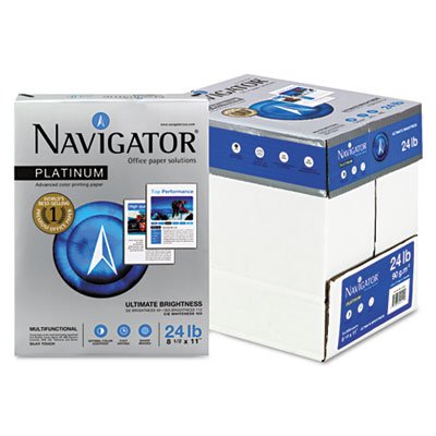Navigator Platinum Paper, 99 Brightness, 24lb, 8-1/2 x 11, White, 2500/Carton SNANPL11245R