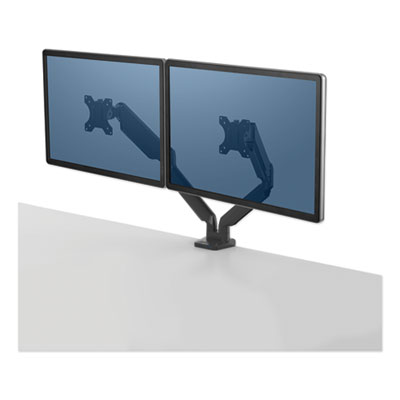 Fellowes Platinum Series Dual Monitor Arm for 27" Monitors, 360 deg Rotation, +85 deg/-20 deg Tilt, 360 deg Pan