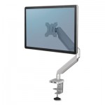 Fellowes Platinum Series Single Monitor Arm, For 27" Monitors, 360 deg Rotation, 45 deg Tilt, 180 deg Pan, Silver, Supports