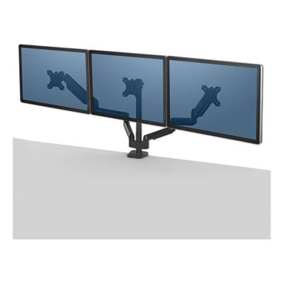 Fellowes Platinum Series Triple Monitor Arm for 27" Monitors, 360 deg Rotation, +85/-20 deg Tilt, 360 deg Pan, Black