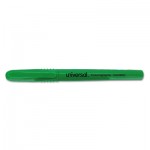 UNV08852 Pocket Clip Highlighter, Chisel Tip, Fluorescent Green Ink, Dozen UNV08852