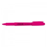 UNV08855 Pocket Clip Highlighter, Chisel Tip, Fluorescent Pink Ink, Dozen UNV08855