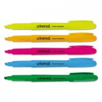 UNV08850 Pocket Highlighter, Chisel Tip, Fluorescent Colors, 5/Set UNV08850