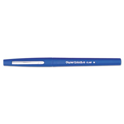 Paper Mate Point Guard Flair Porous Point Stick Pen, Blue Ink, Medium, Dozen PAP8410152