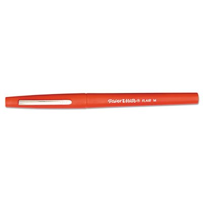 Paper Mate Point Guard Flair Porous Point Stick Pen, Red Ink, Medium, Dozen PAP8420152