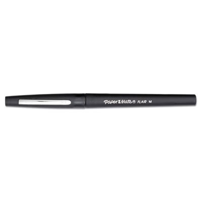 Paper Mate Point Guard Flair Porous Point Stick Pen, Black Ink, Medium, Dozen PAP8430152