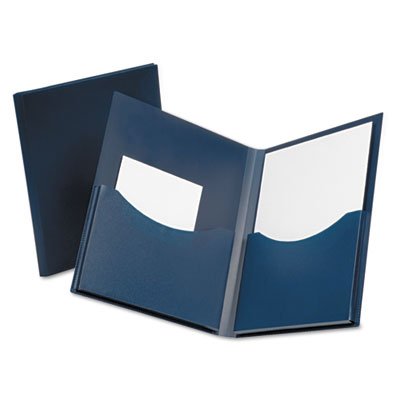 Oxford Poly Double Stuff Gusseted 2-Pocket Folder, 200-Sheet Capacity, Navy OXF57455