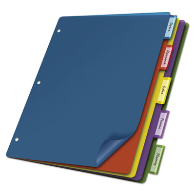 Cardinal Poly Index Dividers, 5-Tab, 11 x 8.5, Assorted, 4 Sets CRD84018
