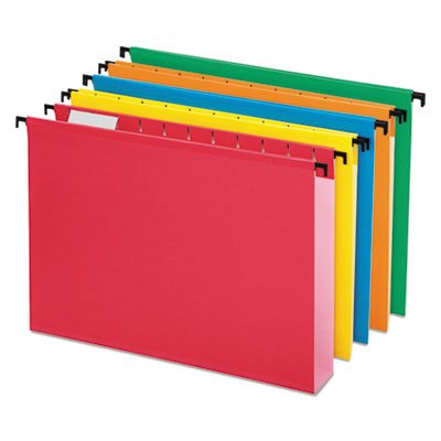 Pendaflex Surehook ESS-6152X2 ASST Poly Laminate Hanging Folders, 1/5 Tab, Letter, Assorted, 20/Box PFX6152X2ASST