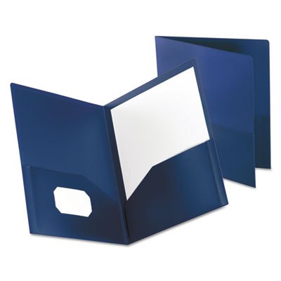Oxford Poly Twin-Pocket Folder, Holds 100 Sheets, Opaque Dark Blue OXF57402