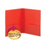 Smead Poly Two-Pocket Folder w/Fasteners, 11 x 8 1/2, Red, 25/Box SMD87727