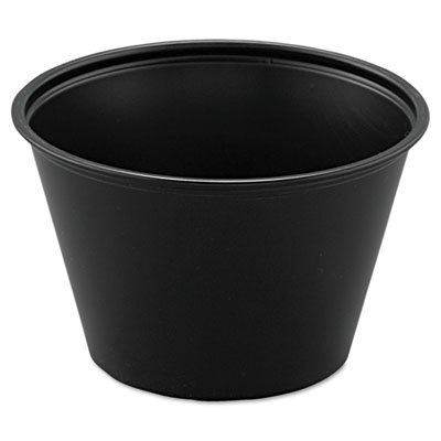 DCC P400E-0001 Polystyrene Portion Cups, 4oz, Black, 250/Bag, 10 Bags/Carton DCCP400BLK