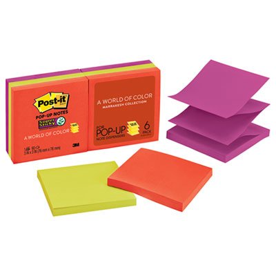 Post-It Pop-Up Notes Super Sticky Pop-up 3 x 3 Note Refill, Marrakesh, 90/Pad, 6 Pads/Pack