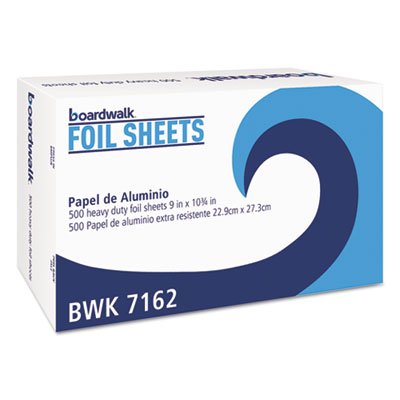 7162BW Pop-Up Aluminum Foil Wrap Sheets, 9 x 10 3/4, Silver, 500/Box BWK7162BX