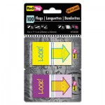 Pop-Up Fab Page Flags w/Dispenser, "Look!", Purple/Yellow; Yellow/Teal, 100/Pack RTG72039
