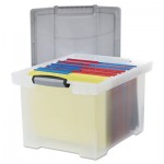 Storex Portable File Tote w/Locking Handle Storage Box, Letter/Legal, Clear STX61530U01C