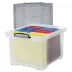 Storex Portable File Tote w/Locking Handle Storage Box, Letter/Legal, Clear STX61530U01C