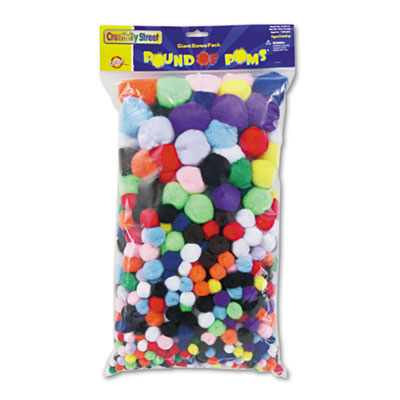 Creativity Street Pound of Poms Giant Bonus Pack, Assorted Colors, 1 lb/Pack CKC818001