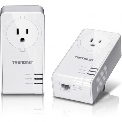 TRENDnet Powerline 1300 AV2 Adapter Kit with Built-in Outlet TPL-423E2K