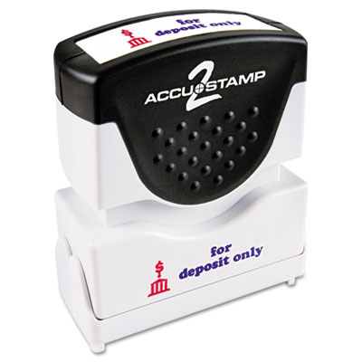 ACCUSTAMP2 Pre-Inked Shutter Stamp with Microban, Red/Blue, FOR DEPOSIT ONLY, 1 5/8 x 1/2 COS035523