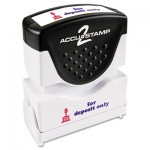ACCUSTAMP2 Pre-Inked Shutter Stamp with Microban, Red/Blue, FOR DEPOSIT ONLY, 1 5/8 x 1/2 COS035523