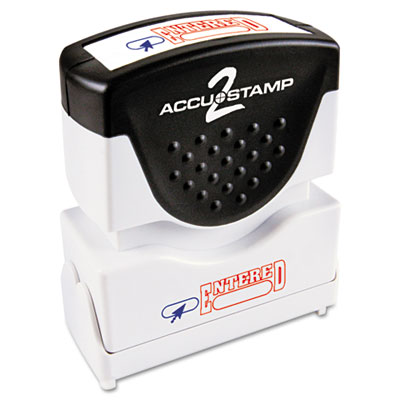 ACCUSTAMP2 Pre-Inked Shutter Stamp with Microban, Red/Blue, ENTERED, 1 5/8 x 1/2 COS035544