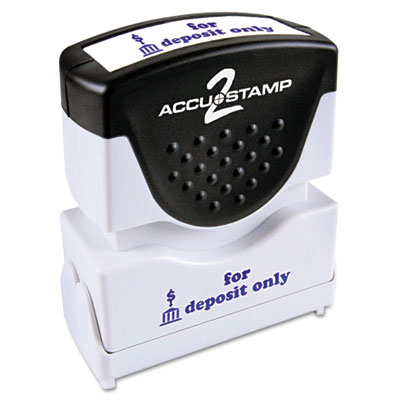 ACCUSTAMP2 Pre-Inked Shutter Stamp with Microban, Blue, FOR DEPOSIT ONLY, 1 5/8 x 1/2 COS035601