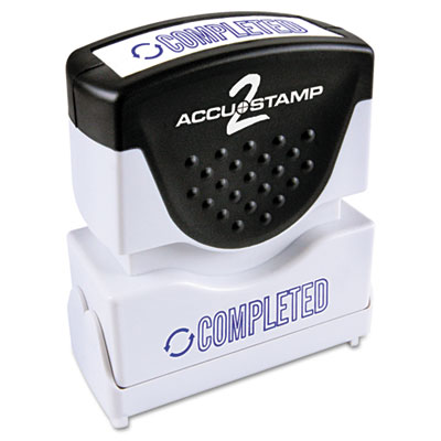 ACCUSTAMP2 Pre-Inked Shutter Stamp with Microban, Blue, COMPLETED, 1 5/8 x 1/2 COS035582