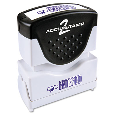 ACCUSTAMP2 Pre-Inked Shutter Stamp with Microban, Blue, ENTERED, 1 5/8 x 1/2 COS035573