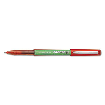 Pilot Precise V5 BeGreen Stick Roller Ball Pen, 0.5mm, Red Ink/Barrel, Dozen PIL26302