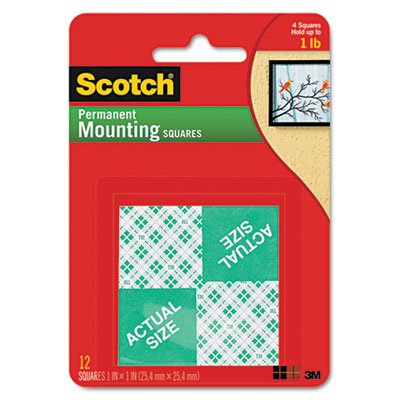 Scotch Precut Foam Mounting 1 Squares, Double-Sided, Permanent 16/Pack MMM111
