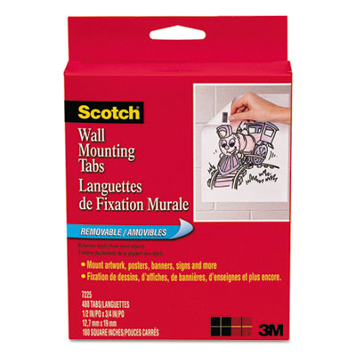 Scotch Precut Removable Mounting Tabs, Double-Sided, 1/2 x 3/4, 480/Pack MMM7225