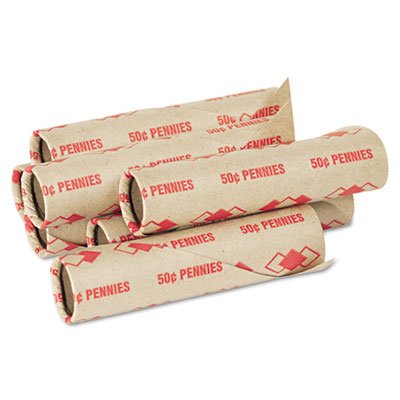 Pm Company Preformed Tubular Coin Wrappers, Pennies, $.50, 1000 Wrappers/Carton PMC65029