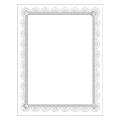 Southworth Premium Certificates, White, Spiro Silver Foil Border, 66 lb, 8,5 x 11, 15/Pack SOUCTP2W