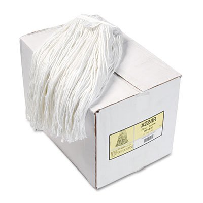 224R Premium Cut-End Wet Mop Heads, Rayon, 24oz, White, 12/Carton BWK224RCT