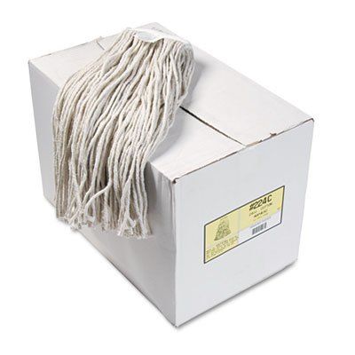 224C Premium Cut-End Wet Mop Heads, Cotton, 24oz, White, 12/Carton BWK224CCT