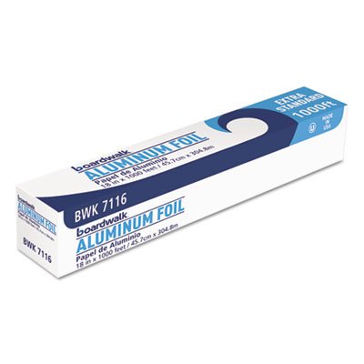 BWK 7116 Premium Quality Aluminum Foil Roll, 18" x 1000 ft, 16 Micron Thickness, Silver BWK7116