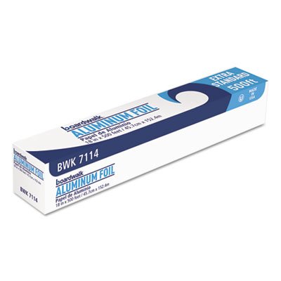 BWK 7114 Premium Quality Aluminum Foil Roll, 18" x 500 ft, 16 Micron Thickness, Silver BWK7114