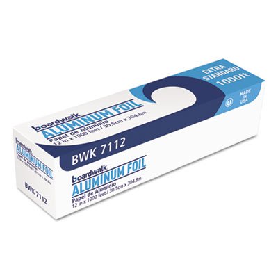 BWK 7112 Premium Quality Aluminum Foil Roll, 12"x 1000 ft, 16 Micron Thickness, Silver BWK7112