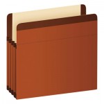 Pendaflex Premium Reinforced Expanding File Pockets, 3.5" Expansion, Legal Size, Red Fiber, 10/Box PFX85363