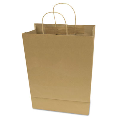 COSCO Premium Shopping Bag, 10" x 4.5" x 13", Brown Kraft, 50/Box COS091565
